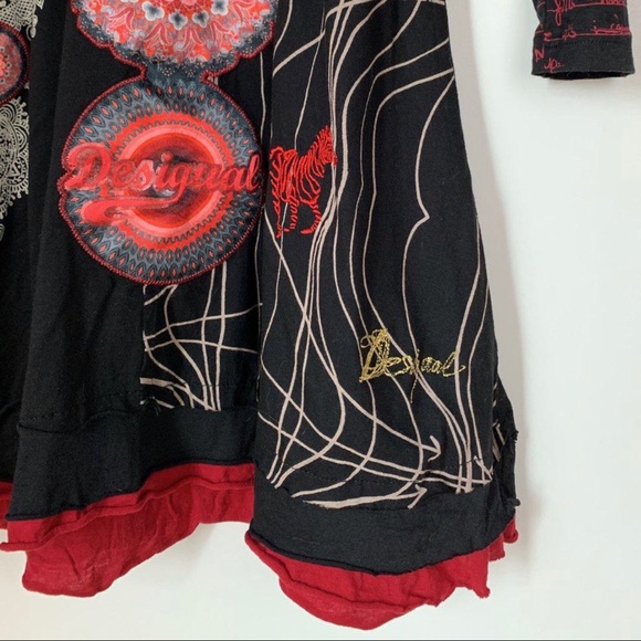 Desigual Black/Red Printed Dress - Picture 4 of 9